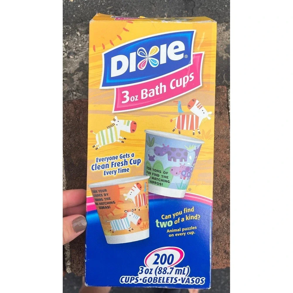 Dixie Disposable Paper Bath Cups 3 Oz 150 Count Zoo Animal Prints 4 Designs 2012